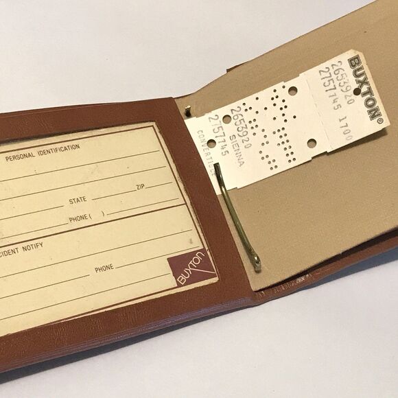 Vintage Buxton Convertible Cognac Leather Bifold Wallet Men's Brown Billfold NOS - Picture 11 of 14